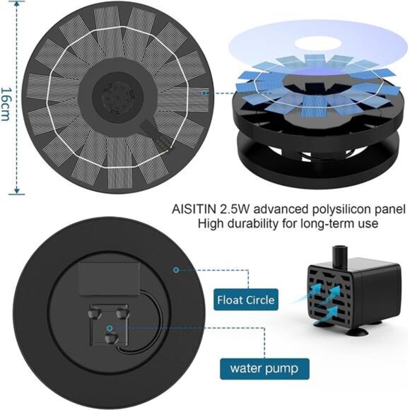 2.5W Solar Bird Bath Fountain Pump, Solar Fountain Pump for Bird Bath - Picture 3 of 7